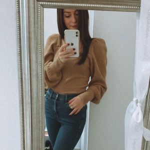 H&M Tan Puff Slv Sweater Size XS